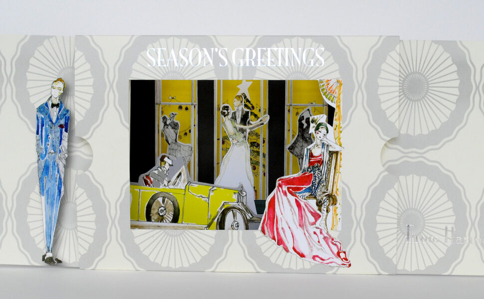 Harrods look-through Christmas greetings card