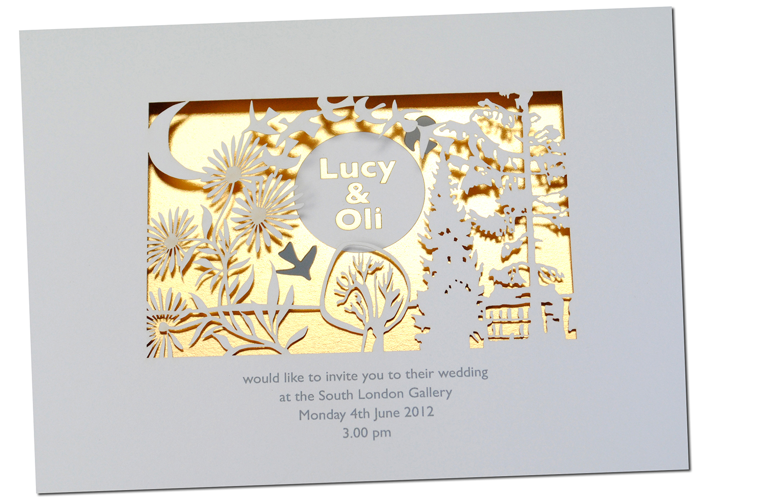 Paper cutout wedding invitation